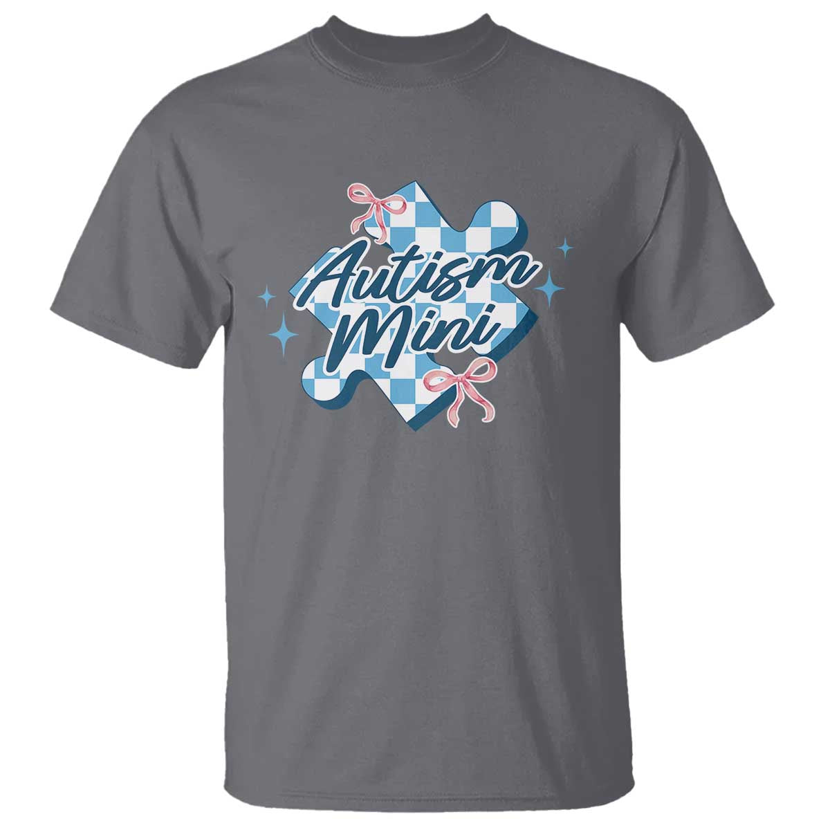 Autism Mini Coquette Puzzle Piece Pink Bow T Shirt TS11 Charcoal Print Your Wear