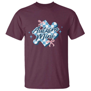 Autism Mini Coquette Puzzle Piece Pink Bow T Shirt TS11 Maroon Print Your Wear