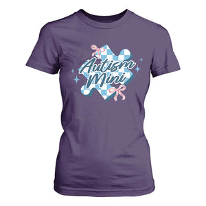 Autism Mini Coquette Puzzle Piece Pink Bow T Shirt For Women TS11 Purple Print Your Wear