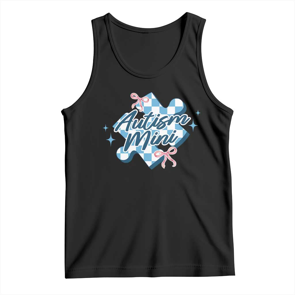 Autism Mini Coquette Puzzle Piece Pink Bow Tank Top TS11 Black Print Your Wear