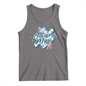 Autism Mini Coquette Puzzle Piece Pink Bow Tank Top TS11 Deep Heather Print Your Wear