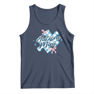Autism Mini Coquette Puzzle Piece Pink Bow Tank Top TS11 Navy Print Your Wear