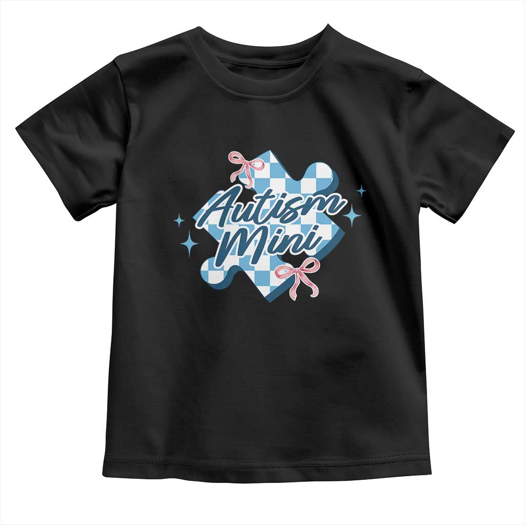 Autism Mini Coquette Puzzle Piece Pink Bow Toddler T Shirt TS11 Black Print Your Wear