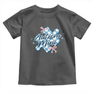 Autism Mini Coquette Puzzle Piece Pink Bow Toddler T Shirt TS11 Dark Heather Print Your Wear