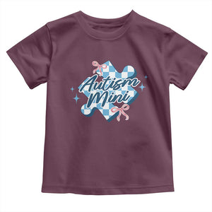 Autism Mini Coquette Puzzle Piece Pink Bow Toddler T Shirt TS11 Maroon Print Your Wear