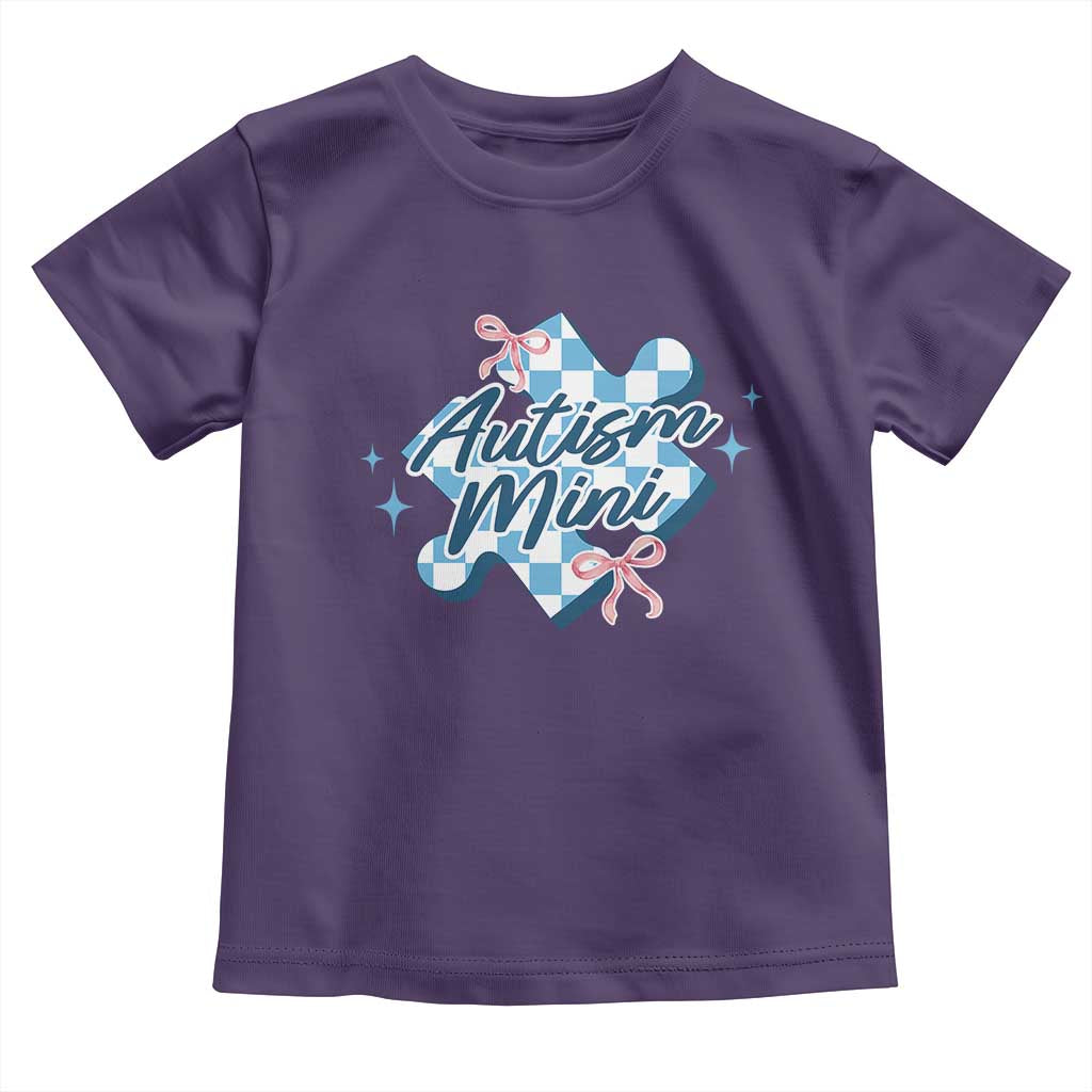 Autism Mini Coquette Puzzle Piece Pink Bow Toddler T Shirt TS11 Purple Print Your Wear