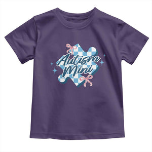 Autism Mini Coquette Puzzle Piece Pink Bow Toddler T Shirt TS11 Purple Print Your Wear