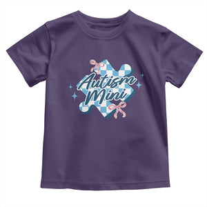Autism Mini Coquette Puzzle Piece Pink Bow Toddler T Shirt TS11 Purple Print Your Wear