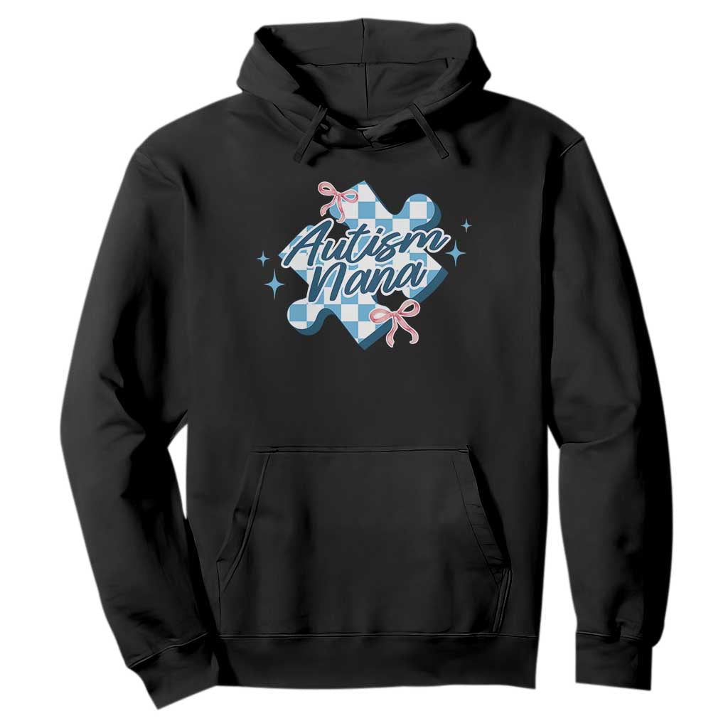 Autism Nana Coquette Puzzle Piece Pink Bow Hoodie TS11 Black Print Your Wear