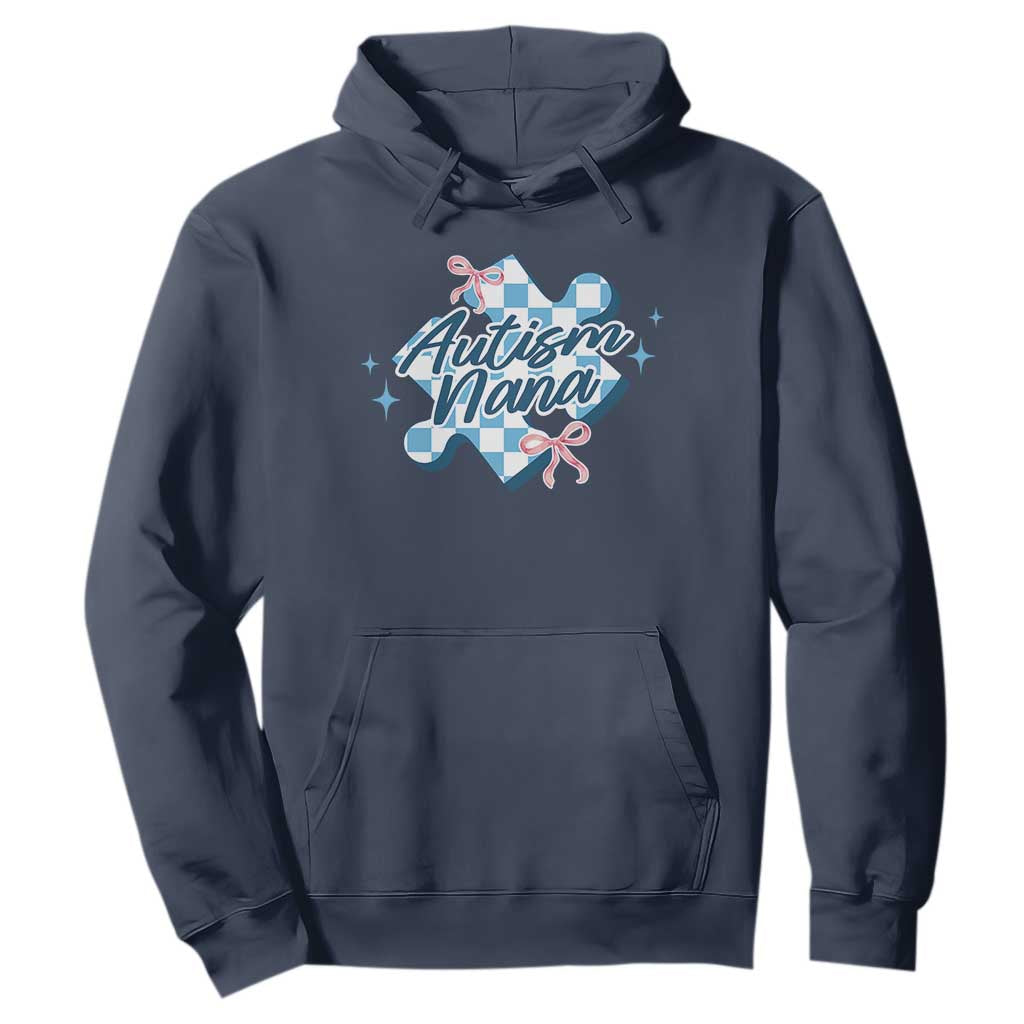 Autism Nana Coquette Puzzle Piece Pink Bow Hoodie TS11 Navy Print Your Wear
