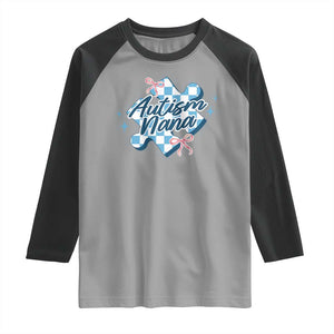 Autism Nana Coquette Puzzle Piece Pink Bow Raglan Shirt TS11 Sport Gray Black Print Your Wear