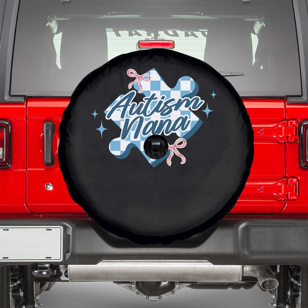 Autism Nana Coquette Puzzle Piece Pink Bow Spare Tire Cover TS11 Black Print Your Wear