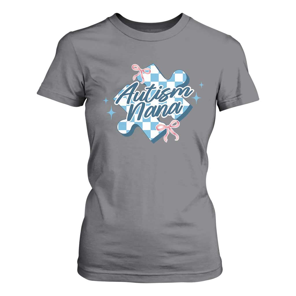 Autism Nana Coquette Puzzle Piece Pink Bow T Shirt For Women TS11 Charcoal Print Your Wear