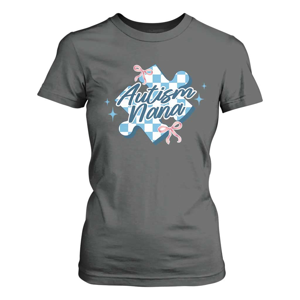 Autism Nana Coquette Puzzle Piece Pink Bow T Shirt For Women TS11 Dark Heather Print Your Wear