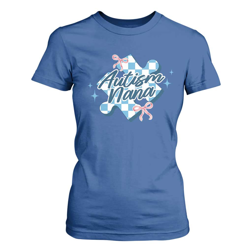 Autism Nana Coquette Puzzle Piece Pink Bow T Shirt For Women TS11 Royal Blue Print Your Wear