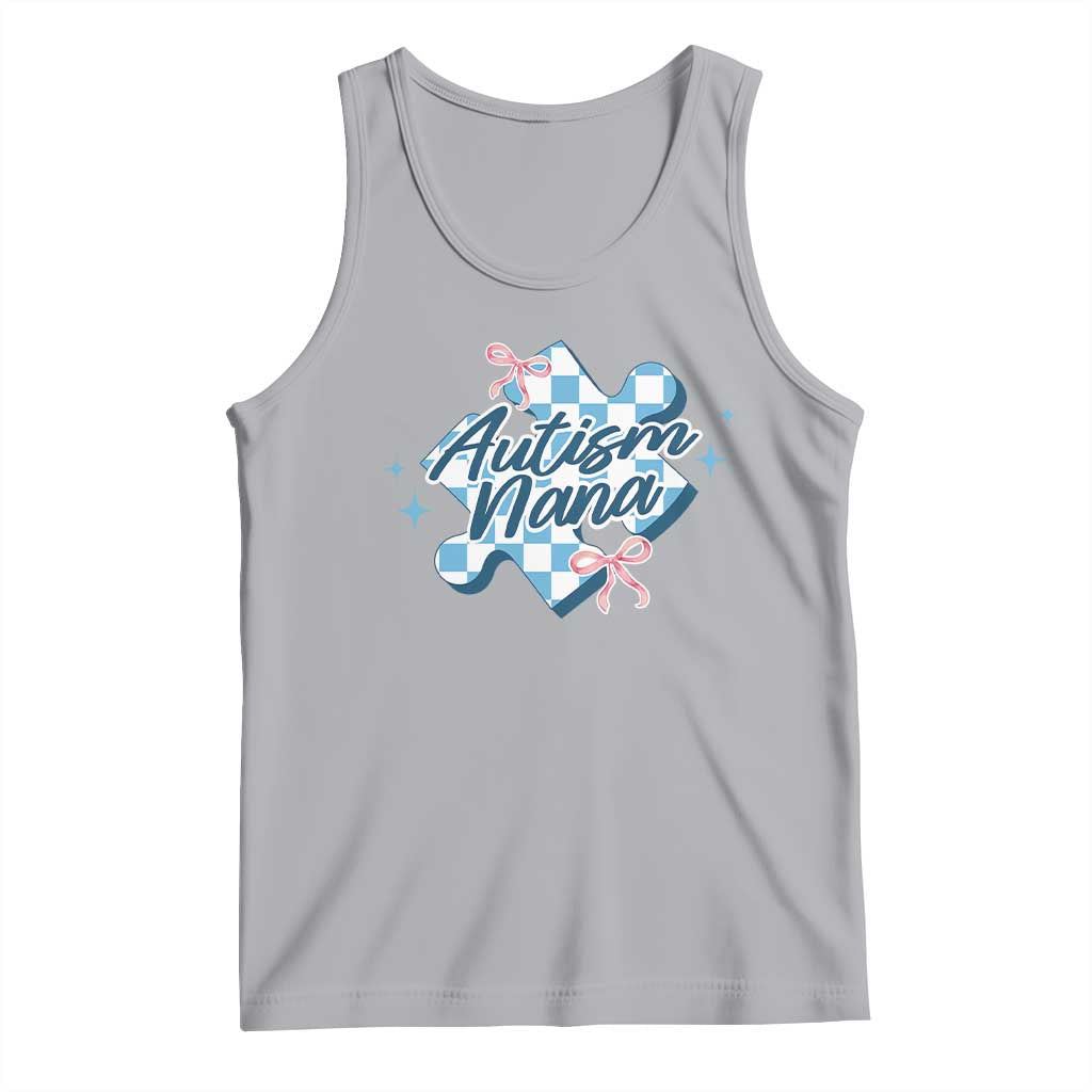 Autism Nana Coquette Puzzle Piece Pink Bow Tank Top TS11 Athletic Heather Print Your Wear