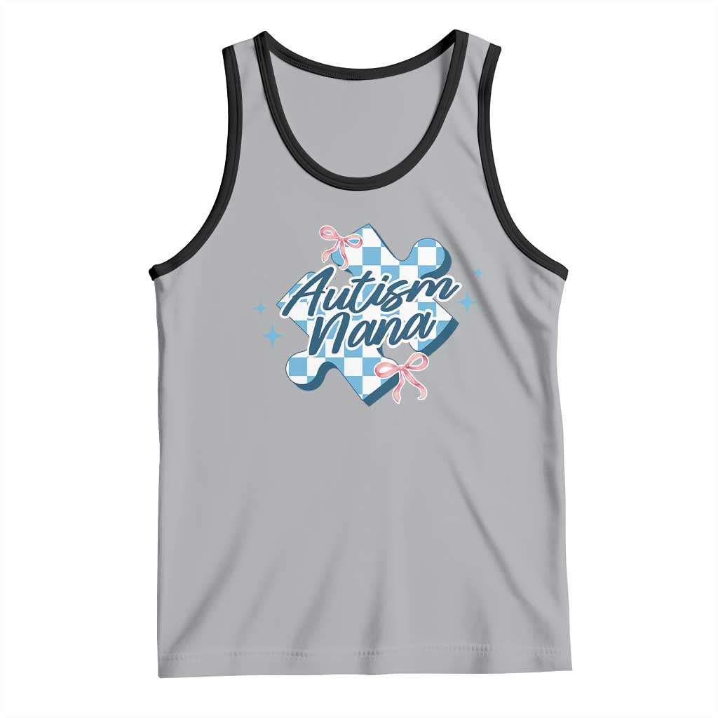 Autism Nana Coquette Puzzle Piece Pink Bow Tank Top TS11 Athletic Heather Black Print Your Wear