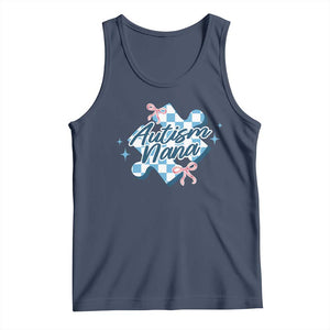 Autism Nana Coquette Puzzle Piece Pink Bow Tank Top TS11 Navy Print Your Wear