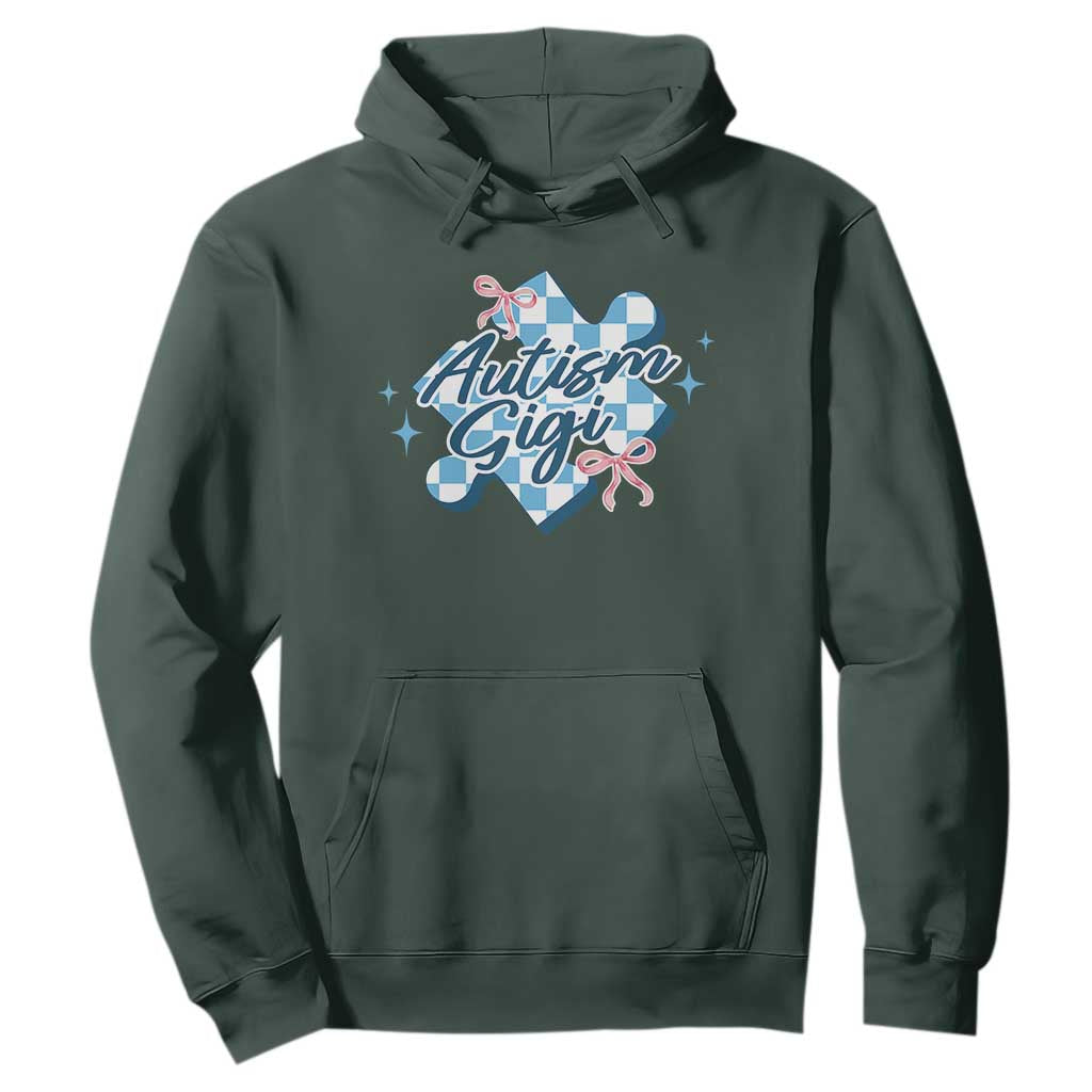 Autism Gigi Coquette Puzzle Piece Pink Bow Hoodie TS11 Dark Forest Green Print Your Wear