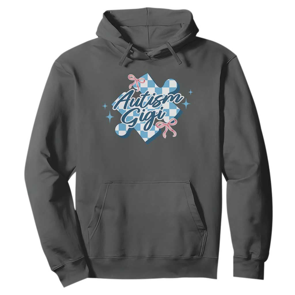 Autism Gigi Coquette Puzzle Piece Pink Bow Hoodie TS11 Dark Heather Print Your Wear
