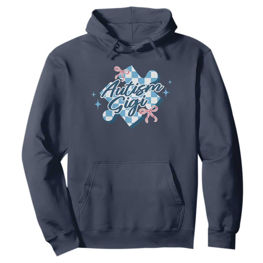 Autism Gigi Coquette Puzzle Piece Pink Bow Hoodie TS11 Navy Print Your Wear
