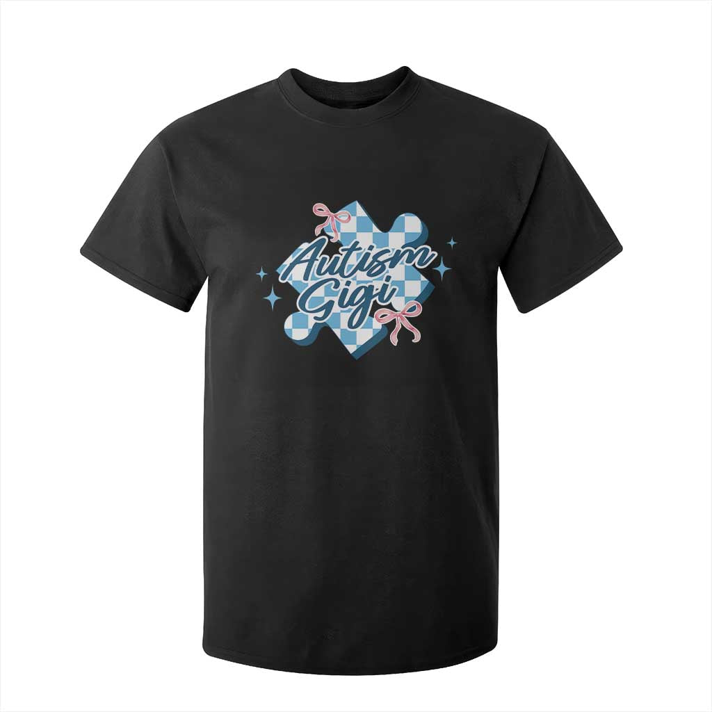 Autism Gigi Coquette Puzzle Piece Pink Bow T Shirt For Kid TS11 Black Print Your Wear