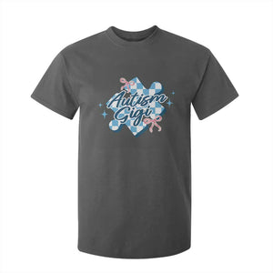 Autism Gigi Coquette Puzzle Piece Pink Bow T Shirt For Kid TS11 Dark Heather Print Your Wear
