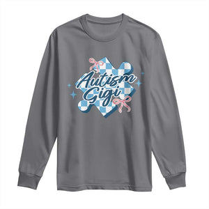 Autism Gigi Coquette Puzzle Piece Pink Bow Long Sleeve Shirt TS11 Charcoal Print Your Wear