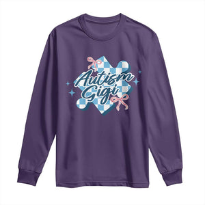 Autism Gigi Coquette Puzzle Piece Pink Bow Long Sleeve Shirt TS11 Purple Print Your Wear
