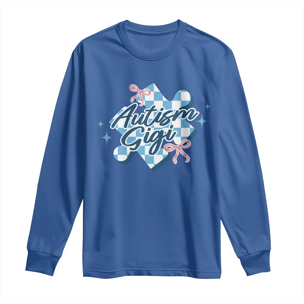Autism Gigi Coquette Puzzle Piece Pink Bow Long Sleeve Shirt TS11 Royal Blue Print Your Wear