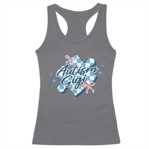 Autism Gigi Coquette Puzzle Piece Pink Bow Racerback Tank Top TS11 Charcoal Print Your Wear
