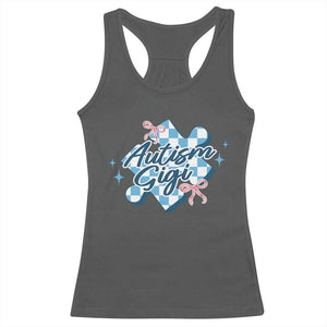 Autism Gigi Coquette Puzzle Piece Pink Bow Racerback Tank Top TS11 Dark Heather Print Your Wear