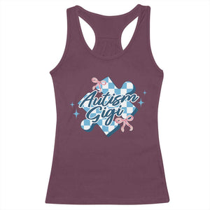 Autism Gigi Coquette Puzzle Piece Pink Bow Racerback Tank Top TS11 Maroon Print Your Wear