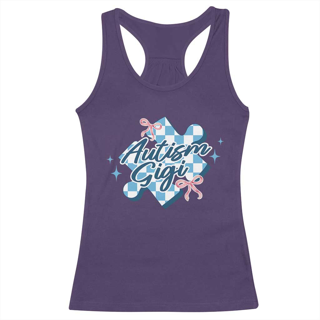 Autism Gigi Coquette Puzzle Piece Pink Bow Racerback Tank Top TS11 Purple Print Your Wear