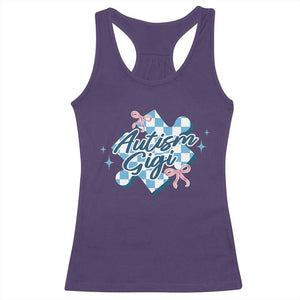Autism Gigi Coquette Puzzle Piece Pink Bow Racerback Tank Top TS11 Purple Print Your Wear