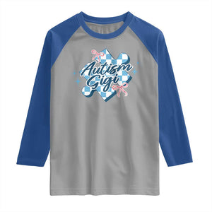 Autism Gigi Coquette Puzzle Piece Pink Bow Raglan Shirt TS11 Sport Gray Royal Print Your Wear