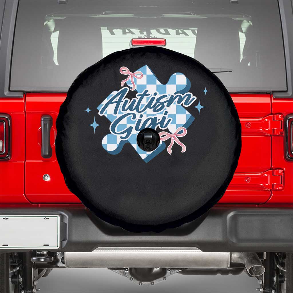 Autism Gigi Coquette Puzzle Piece Pink Bow Spare Tire Cover TS11 Black Print Your Wear