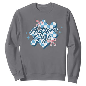 Autism Gigi Coquette Puzzle Piece Pink Bow Sweatshirt TS11 Charcoal Print Your Wear