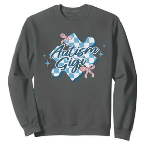 Autism Gigi Coquette Puzzle Piece Pink Bow Sweatshirt TS11 Dark Heather Print Your Wear
