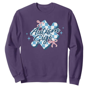 Autism Gigi Coquette Puzzle Piece Pink Bow Sweatshirt TS11 Purple Print Your Wear