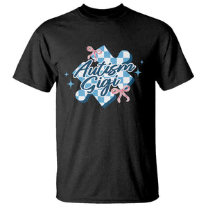 Autism Gigi Coquette Puzzle Piece Pink Bow T Shirt TS11 Black Print Your Wear
