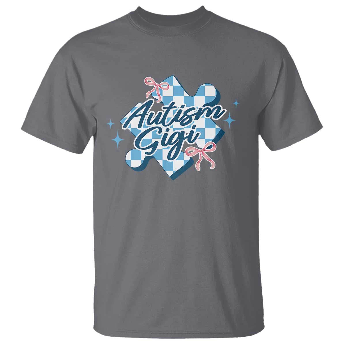 Autism Gigi Coquette Puzzle Piece Pink Bow T Shirt TS11 Charcoal Print Your Wear