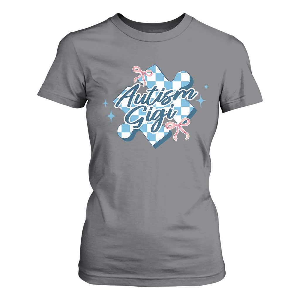 Autism Gigi Coquette Puzzle Piece Pink Bow T Shirt For Women TS11 Charcoal Print Your Wear