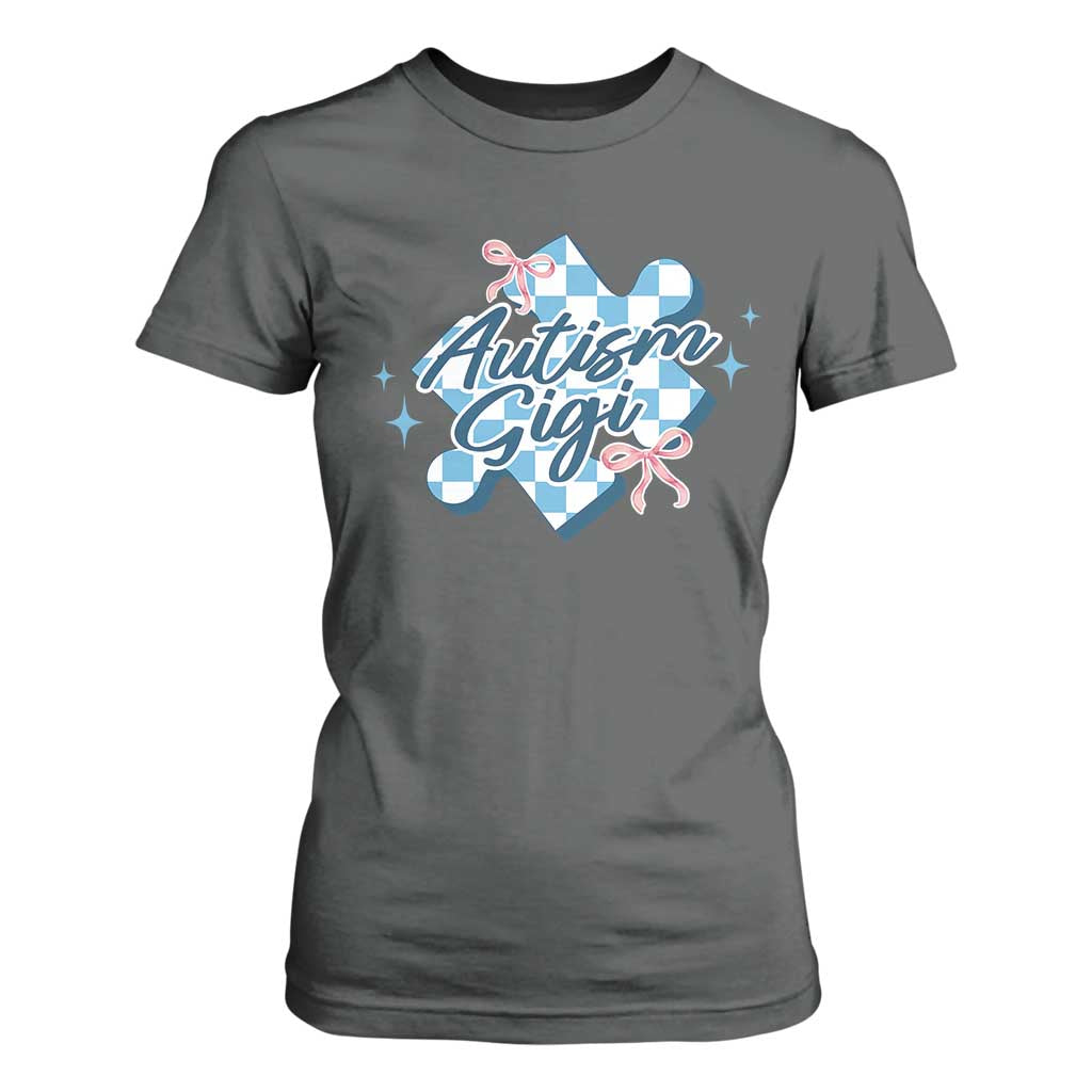 Autism Gigi Coquette Puzzle Piece Pink Bow T Shirt For Women TS11 Dark Heather Print Your Wear