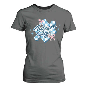 Autism Gigi Coquette Puzzle Piece Pink Bow T Shirt For Women TS11 Dark Heather Print Your Wear