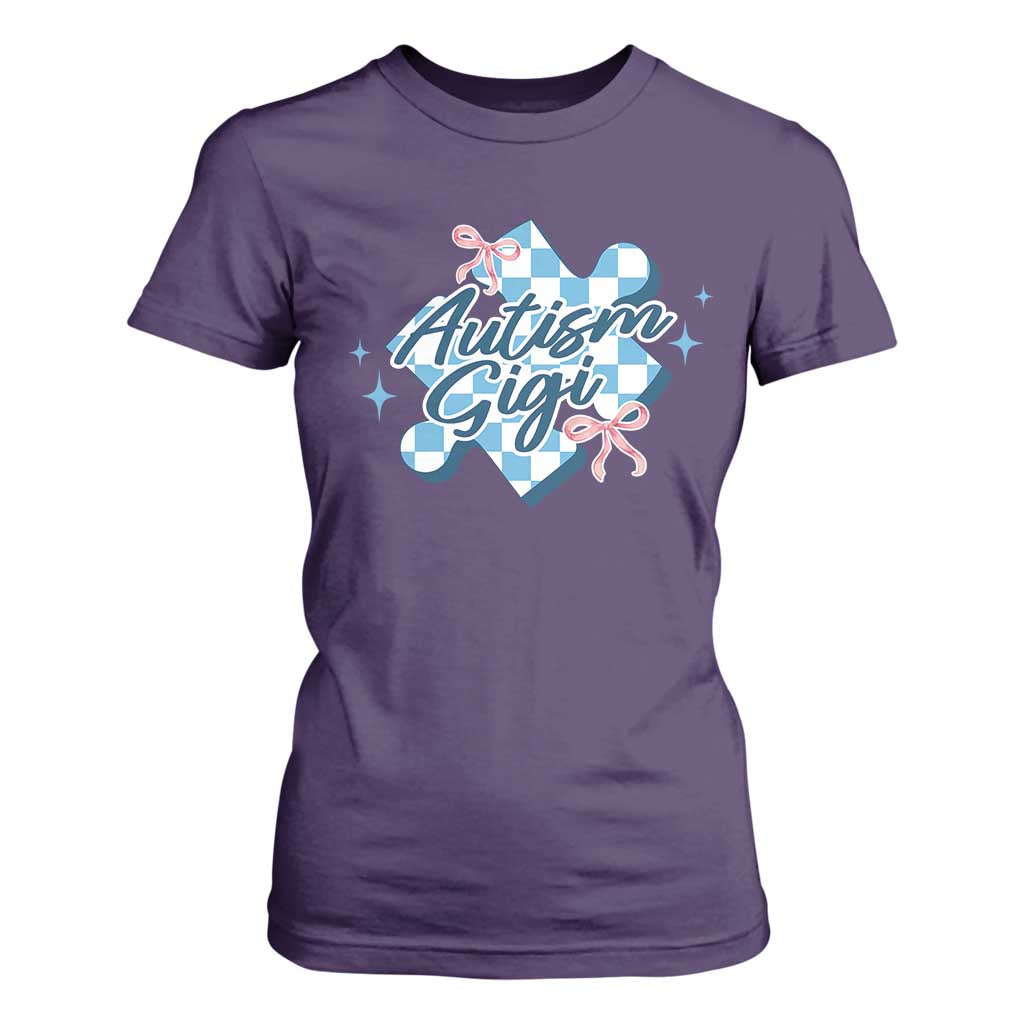 Autism Gigi Coquette Puzzle Piece Pink Bow T Shirt For Women TS11 Purple Print Your Wear