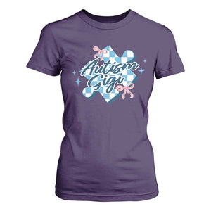 Autism Gigi Coquette Puzzle Piece Pink Bow T Shirt For Women TS11 Purple Print Your Wear