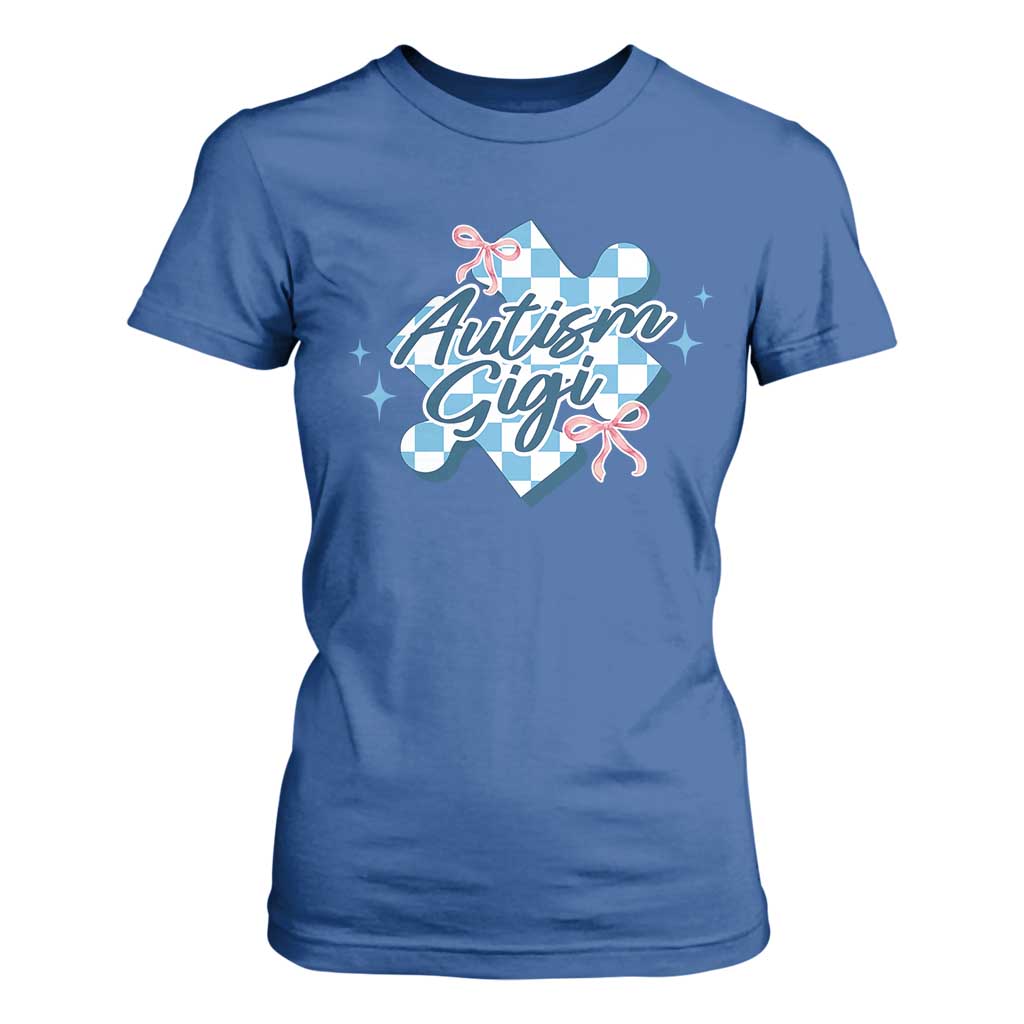 Autism Gigi Coquette Puzzle Piece Pink Bow T Shirt For Women TS11 Royal Blue Print Your Wear