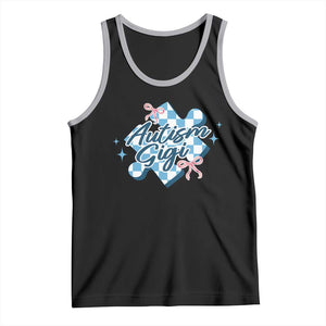 Autism Gigi Coquette Puzzle Piece Pink Bow Tank Top TS11 Black Athletic Heather Print Your Wear
