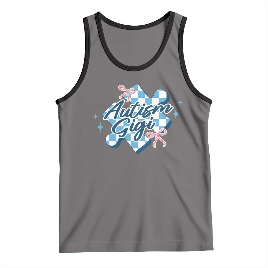 Autism Gigi Coquette Puzzle Piece Pink Bow Tank Top TS11 Deep Heather Black Print Your Wear